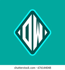 Colored monogram logo curved oval shape initial letter ow logo vector