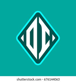 Colored monogram logo curved oval shape initial letter oi logo vector