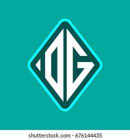 Colored monogram logo curved oval shape initial letter og logo vector