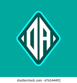 Colored monogram logo curved oval shape initial letter oa logo vector