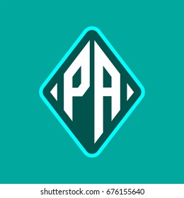 Colored monogram logo curved oval shape initial letter pa logo vector