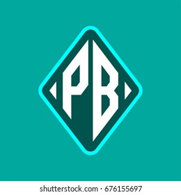 Colored monogram logo curved oval shape initial letter pb logo vector