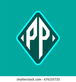 Colored monogram logo curved oval shape initial letter pp logo vector