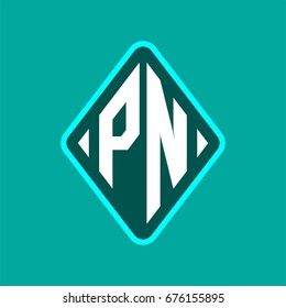 Colored monogram logo curved oval shape initial letter pn logo vector