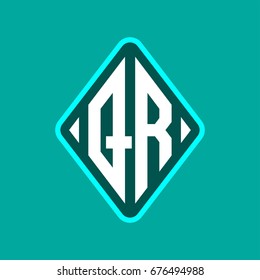 Colored monogram logo curved oval shape initial letter qr logo vector