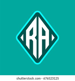 Colored monogram logo curved oval shape initial letter ra logo vector