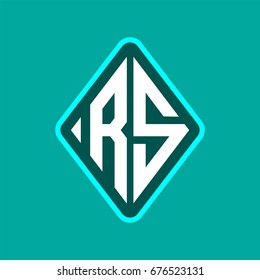 Colored monogram logo curved oval shape initial letter rs logo vector