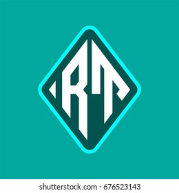 Colored monogram logo curved oval shape initial letter rt logo vector