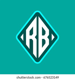 Colored monogram logo curved oval shape initial letter rb logo vector