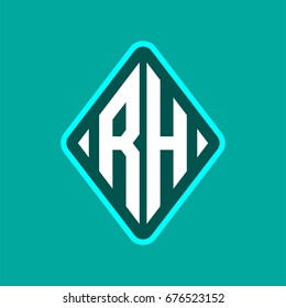 Colored monogram logo curved oval shape initial letter rh logo vector