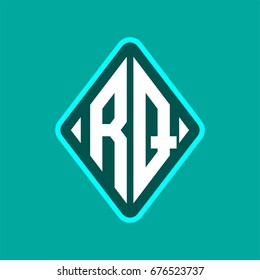 Colored monogram logo curved oval shape initial letter rq logo vector