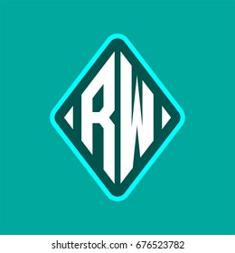 Colored monogram logo curved oval shape initial letter rw logo vector