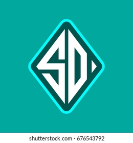 Colored monogram logo curved oval shape initial letter so logo vector