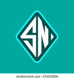 Colored monogram logo curved oval shape initial letter sn logo vector