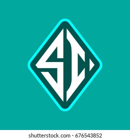 Colored monogram logo curved oval shape initial letter si logo vector