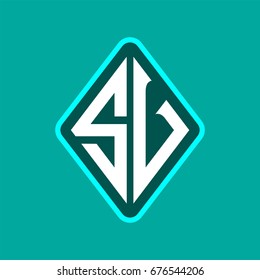 Colored monogram logo curved oval shape initial letter sv logo vector