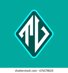 Colored monogram logo curved oval shape initial letter tv logo vector