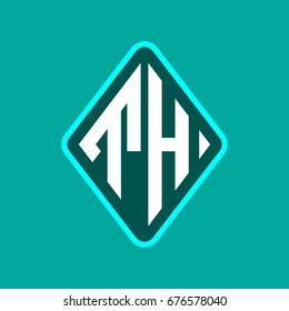 Colored monogram logo curved oval shape initial letter th logo vector