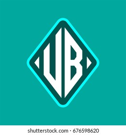 Colored monogram logo curved oval shape initial letter ub logo vector