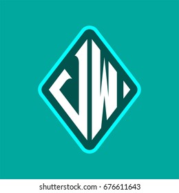 Colored monogram logo curved oval shape initial letter vw logo vector