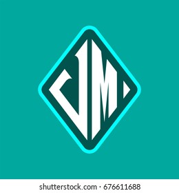 Colored monogram logo curved oval shape initial letter vm logo vector