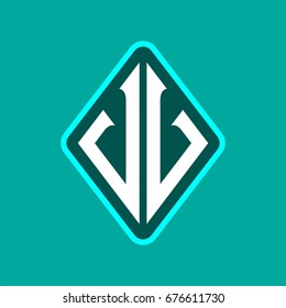 Colored monogram logo curved oval shape initial letter vv logo vector