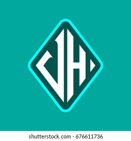 Colored monogram logo curved oval shape initial letter vh logo vector