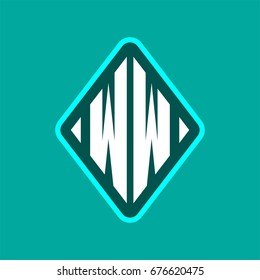 Colored monogram logo curved oval shape initial letter ww logo vector