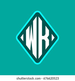 Colored monogram logo curved oval shape initial letter wk logo vector