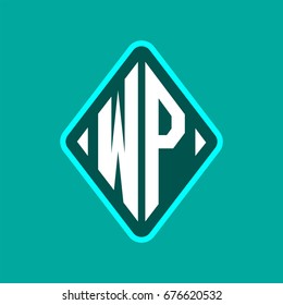 Colored monogram logo curved oval shape initial letter wp logo vector