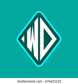 Colored monogram logo curved oval shape initial letter wd logo vector