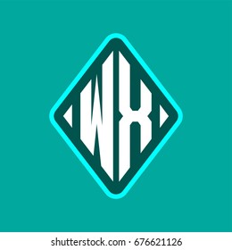 Colored monogram logo curved oval shape initial letter wx logo vector
