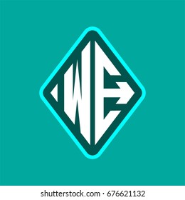 Colored monogram logo curved oval shape initial letter we logo vector
