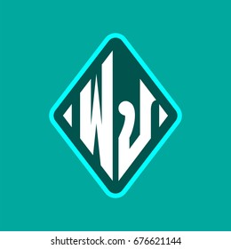 Colored monogram logo curved oval shape initial letter wj logo vector