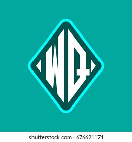 Colored monogram logo curved oval shape initial letter wq logo vector