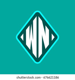 Colored monogram logo curved oval shape initial letter wn logo vector