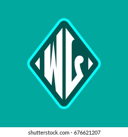 Colored monogram logo curved oval shape initial letter wl logo vector