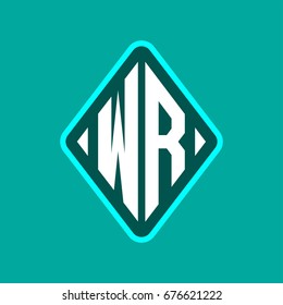 Colored monogram logo curved oval shape initial letter wr logo vector