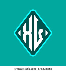 Colored monogram logo curved oval shape initial letter xl logo vector