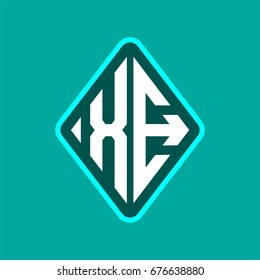 Colored monogram logo curved oval shape initial letter xe logo vector