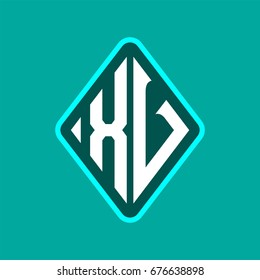 Colored monogram logo curved oval shape initial letter xv logo vector