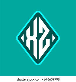 Colored monogram logo curved oval shape initial letter xz logo vector