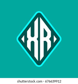 Colored monogram logo curved oval shape initial letter xr logo vector