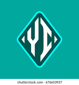 Colored monogram logo curved oval shape initial letter yi logo vector
