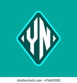 Colored monogram logo curved oval shape initial letter yn logo vector