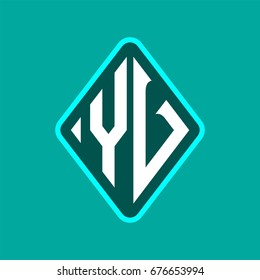 Colored monogram logo curved oval shape initial letter yv logo vector