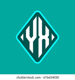 Colored monogram logo curved oval shape initial letter yx logo vector