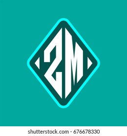 Colored monogram logo curved oval shape initial letter zm logo vector