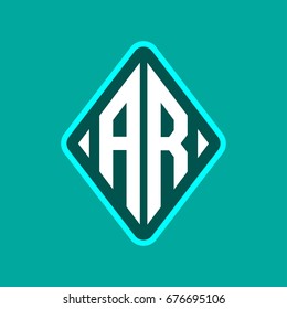 Colored monogram logo curved oval shape initial letter ar logo vector