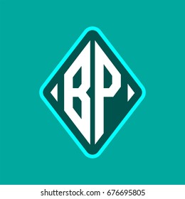 Colored monogram logo curved oval shape initial letter bp logo vector